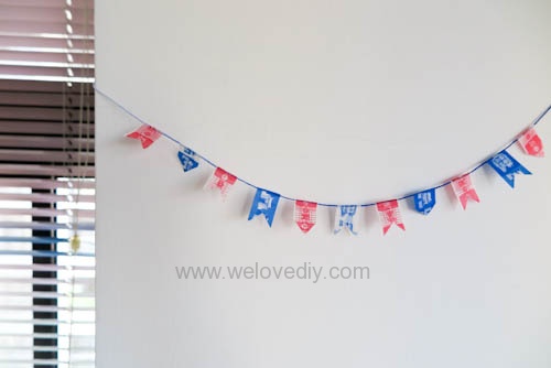 DIY 雙和號雜貨紙膠帶雙十國慶小旗吊飾 (10)