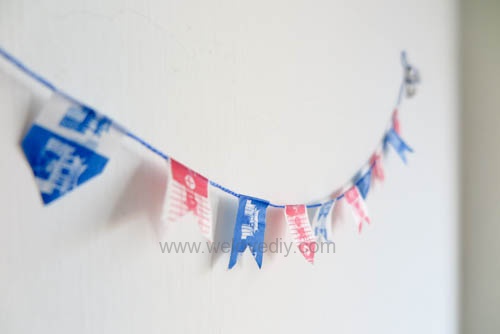 DIY 雙和號雜貨紙膠帶雙十國慶小旗吊飾 (9)