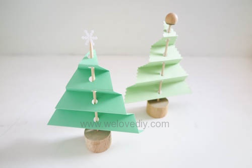 DIY 聖誕節紙做站立折疊手工聖誕樹 (11)