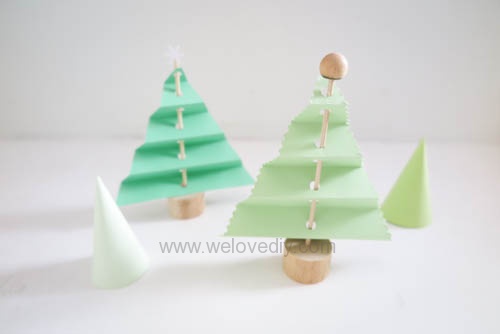 DIY 聖誕節紙做站立折疊手工聖誕樹 (12)