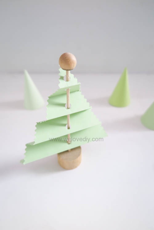 DIY 聖誕節紙做站立折疊手工聖誕樹 (9)