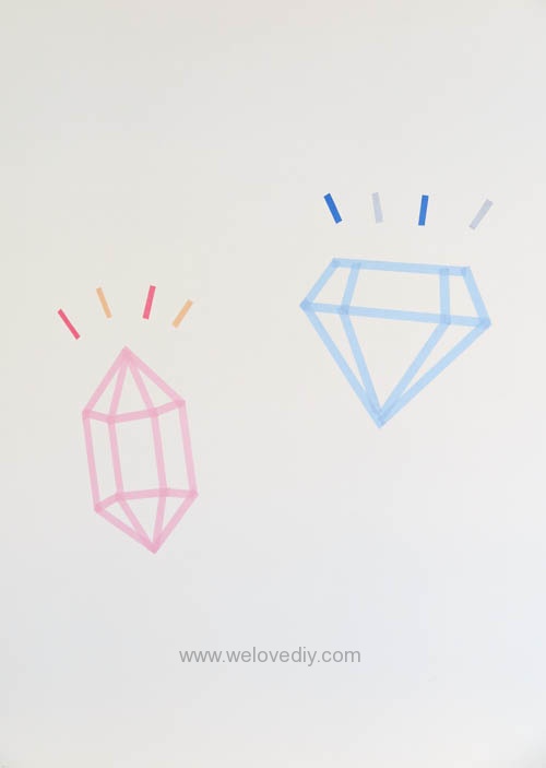 DIY 開學季紙膠帶鑽石宿舍租屋牆壁裝飾 (1)