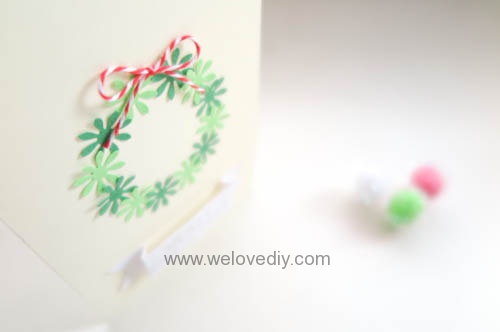 DIY Handmade Christmas Wreath Card 聖誕節花圈造型打洞器剪紙卡片手作耶誕賀卡 (10)