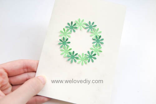 DIY Handmade Christmas Wreath Card 聖誕節花圈造型打洞器剪紙卡片手作耶誕賀卡 (5)