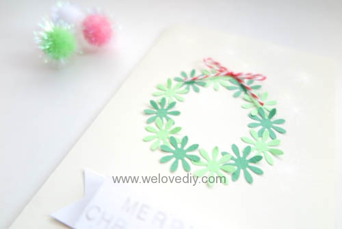 DIY Handmade Christmas Wreath Card 聖誕節花圈造型打洞器剪紙卡片手作耶誕賀卡 (9)