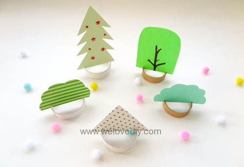 DIY 聖誕節廢物利用衛生紙捲軸環保親子手作裝飾聖誕樹 (2)