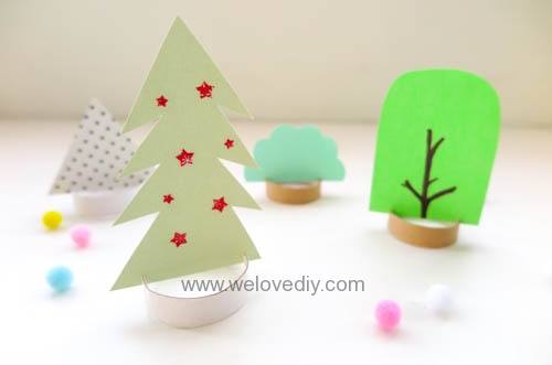 DIY 聖誕節廢物利用衛生紙捲軸環保親子手作裝飾聖誕樹