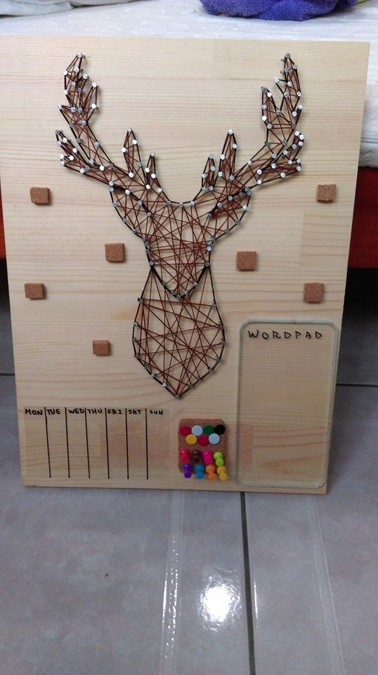 DIY String Art 聖誕節手作繩線麋鹿造型記事欄