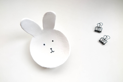 DIY 復活節紙黏土親子手作兔子小物收納置物盤勞作 (12)